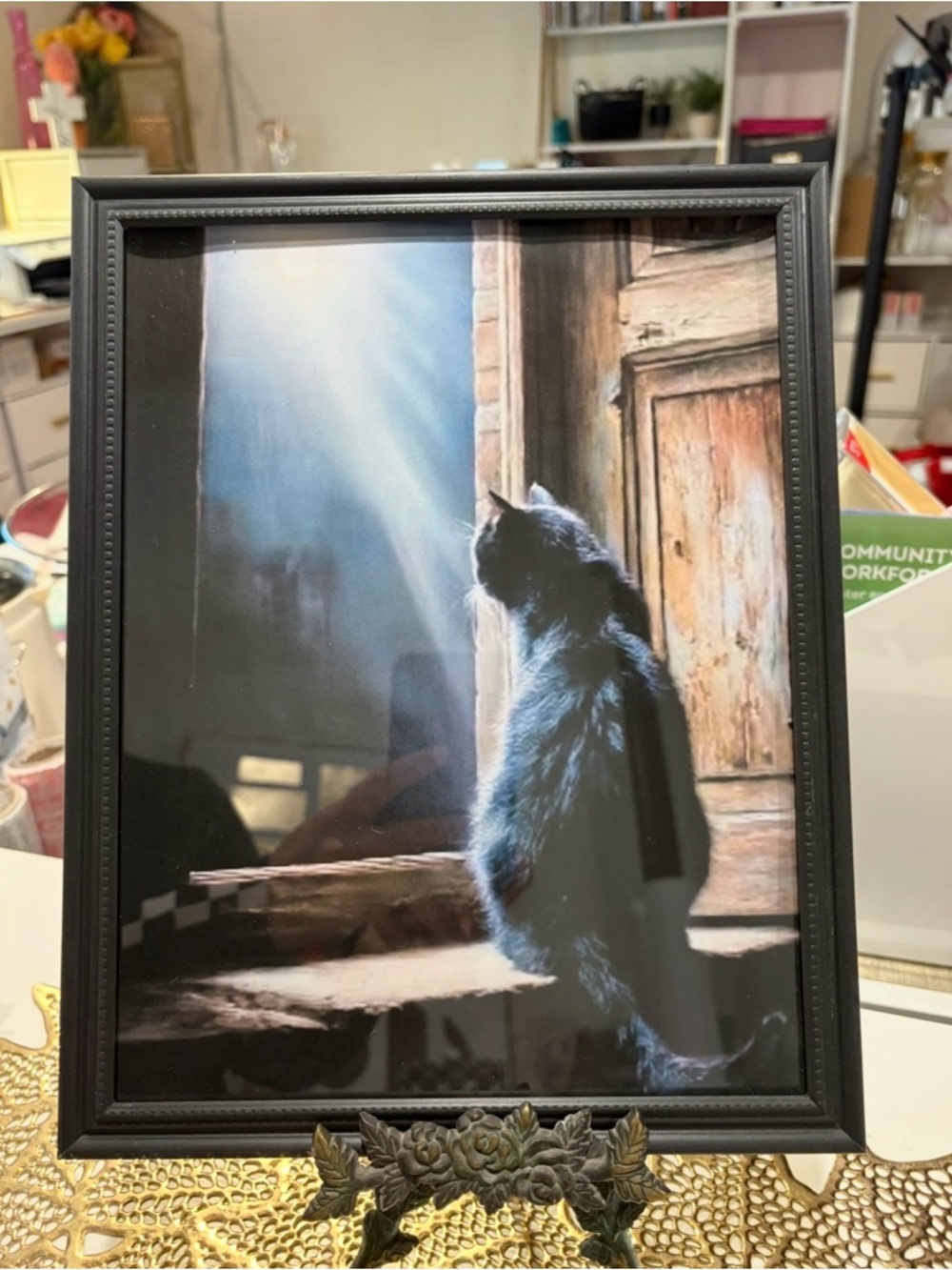 Framed 8x10 Black Cat Wall Art